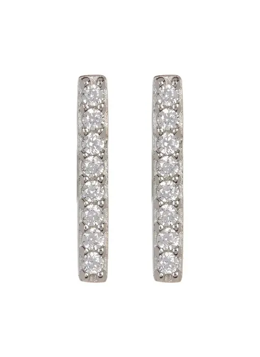 Crystal Bar Studs Silver