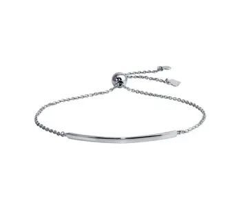 Curved Bar Bracelet with Pull Ties Silver Gold
