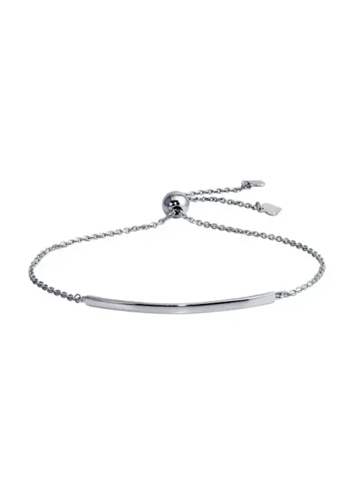 Curved Bar Bracelet with Pull Ties Silver Gold