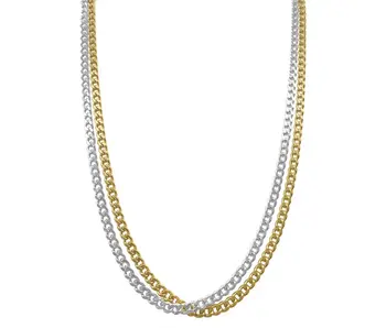 Men's Tarnish Resistant Curb Chain Set