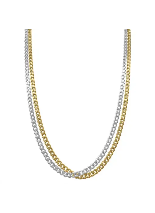 Men's Tarnish Resistant Curb Chain Set