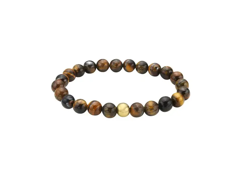 Adornia Men's Tarnish Resistant Tiger's Eye Bead Stretch Bracelet