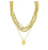 Adornia Messy Layered Necklace with Coin Charm Silver Gold