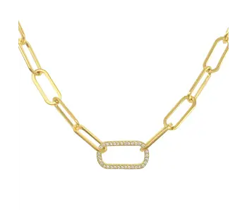 Paper Clip Chain with Oversized Link Necklace Gold