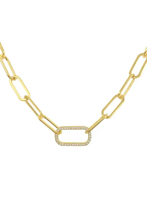Paper Clip Chain with Oversized Link Necklace Gold
