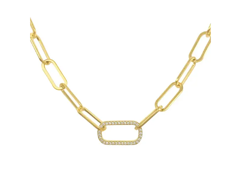 Adornia Paper Clip Chain with Oversized Link Necklace Gold