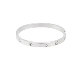 Tarnish Resistant Cz and Clover Bangle