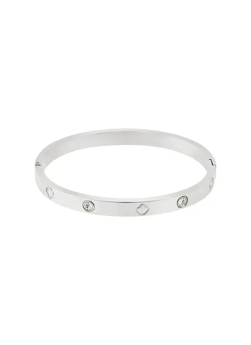 Tarnish Resistant Cz and Clover Bangle