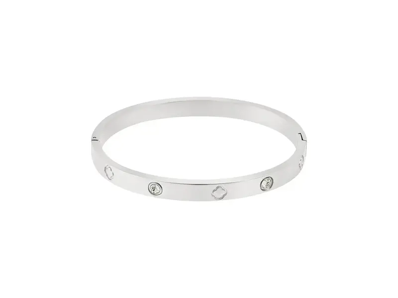 Adornia Tarnish Resistant Cz and Clover Bangle
