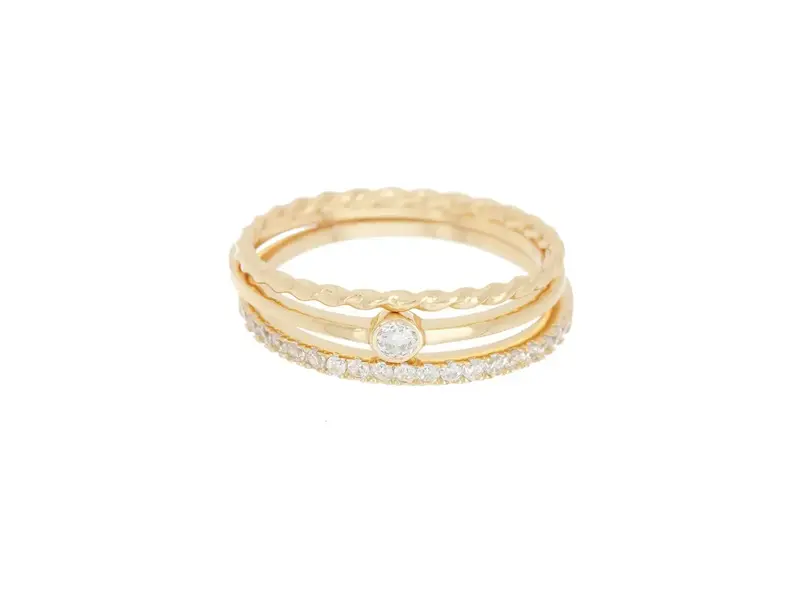Adornia Three Band Ring Set Gold size 7