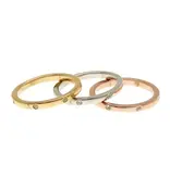 Adornia Tri-Color Dotted Eternity Band Set Rose Gold size 6