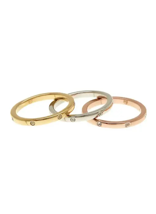 Tri-Color Dotted Eternity Band Set Rose Gold size 6