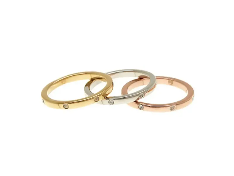 Adornia Tri-Color Dotted Eternity Band Set Silver size 8