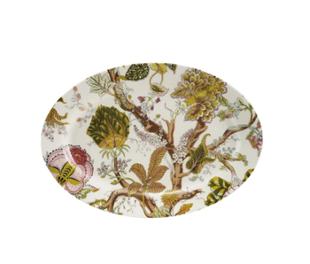 Oval Printed Stoneware Platter w/ Botanicals