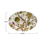 Creative Co-OP Oval Printed Stoneware Platter w/ Botanicals