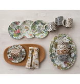 Creative Co-OP Oval Printed Stoneware Platter w/ Botanicals