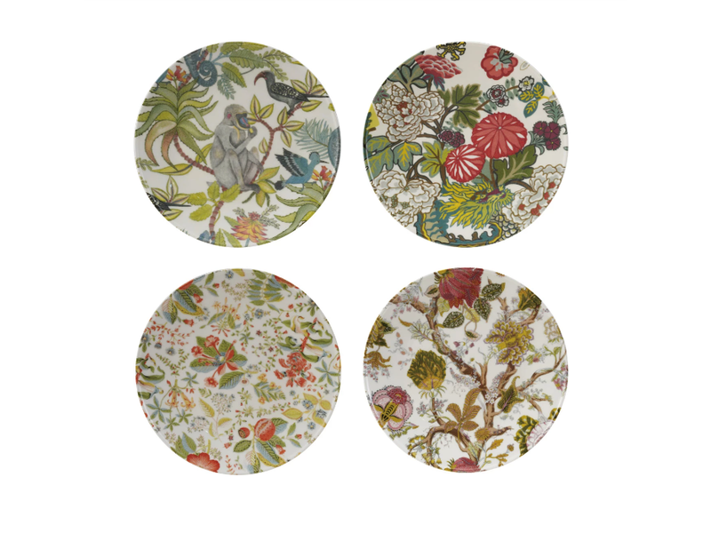 Creative Co-OP Printed Stoneware Plate w/ Botanicals, 4 Assorted Styles