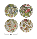 Creative Co-OP Printed Stoneware Plate w/ Botanicals, 4 Assorted Styles
