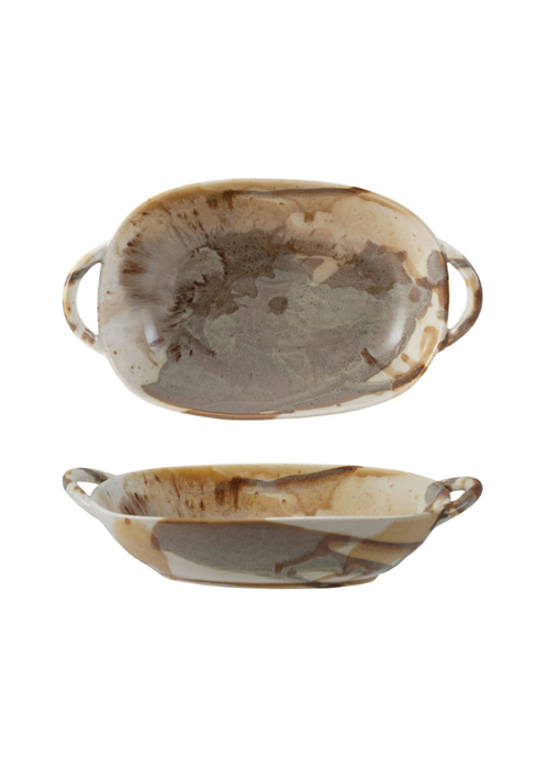 Stoneware Baker/Server w/ Handles, Reactive Glaze, 20oz.