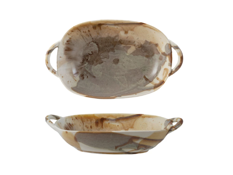 Creative Co-OP Stoneware Baker/Server w/ Handles, Reactive Glaze, 20oz.