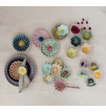 Creative Co-OP Stoneware Flower Shaped Bowl, Reactive Glaze, 6 Assorted Colors