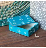 Global Crafts Soapstone Carved Box, Turquoise Tribal Etching