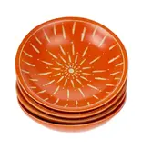 Global Crafts Painted Soapstone Carved Dish, Orange Etching