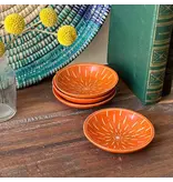 Global Crafts Painted Soapstone Carved Dish, Orange Etching