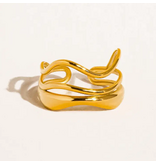 MAIQ Accessories Ozzy 18K Gold Non-Tarnish Abstract Ring w. Open Back