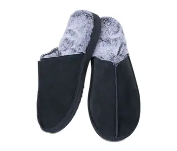 True Suede Men's Plush Slippers Black - Medium (9-10)