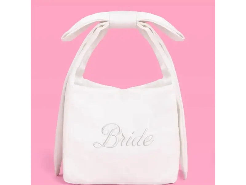 xo, Fetti The Bride Purse - Embroidered Satin Bag, Bachelorette Gift
