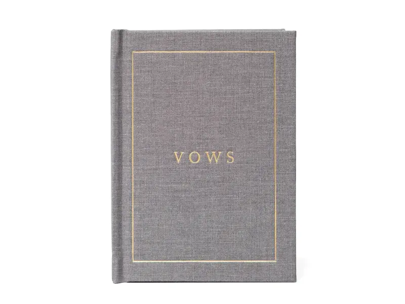 Duncan & Stone Paper Co. Wedding Vow Books - Wedding Keepsake Book W/Gold Foil Linen (Gray)