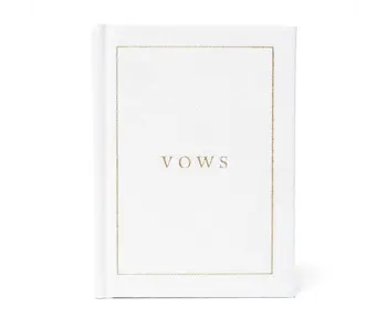 Wedding Vow Books - Wedding Keepsake Book W/Gold Foil Linen (White)