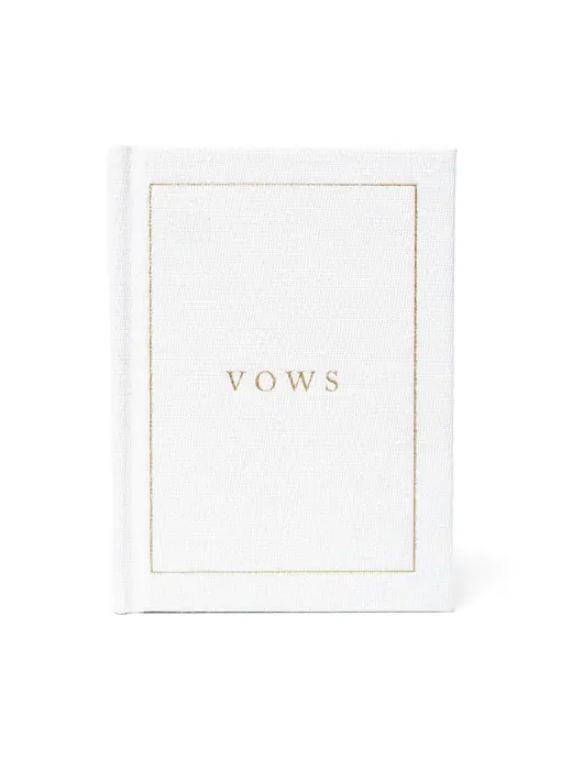 Wedding Vow Books - Wedding Keepsake Book W/Gold Foil Linen (White)