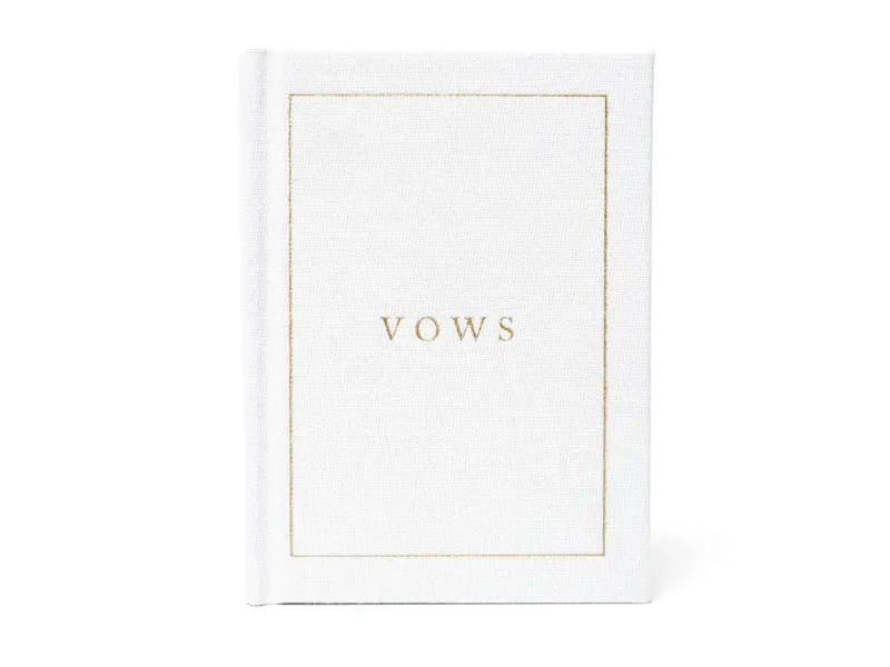 Duncan & Stone Paper Co. Wedding Vow Books - Wedding Keepsake Book W/Gold Foil Linen (White)
