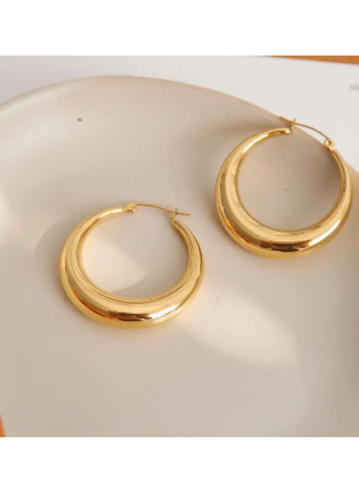 Galene Non-Tarnish Classic Large Hoop Earring - Gold