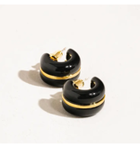 MAIQ Accessories Arlo 18K Gold Small C Hoop Earring - Black