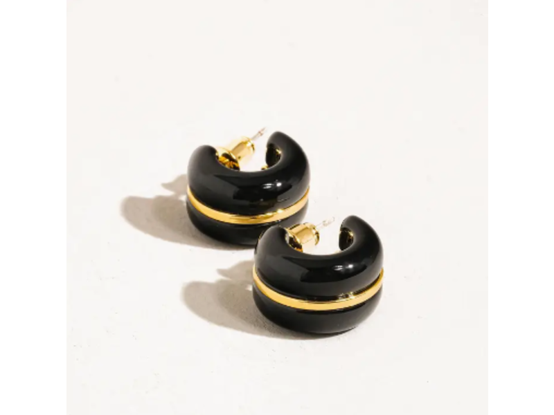 MAIQ Accessories Arlo 18K Gold Small C Hoop Earring - Black