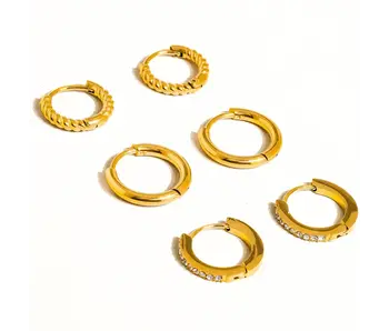 Claude 18K Gold Non-Tarnish Cz Hoops Earring