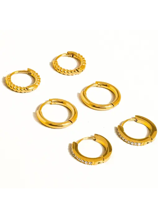Claude 18K Gold Non-Tarnish Cz Hoops Earring