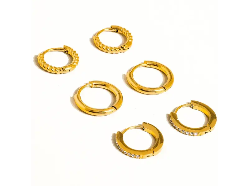 MAIQ Accessories Claude 18K Gold Non-Tarnish Cz Hoops Earring