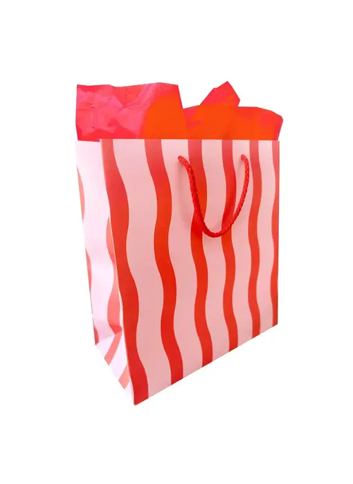 Tangy Red Fussy Stripe Gift Bag