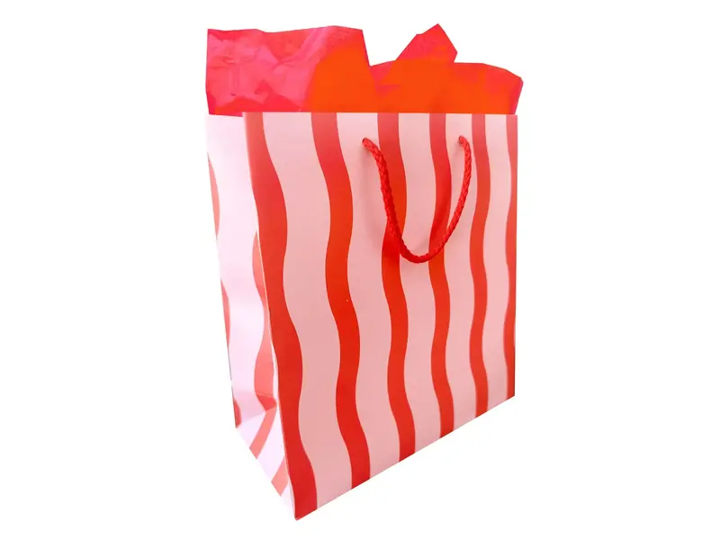 The Social Type Tangy Red Fussy Stripe Gift Bag