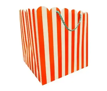 Holiday Stripes Scallop Large Square Gift Bag