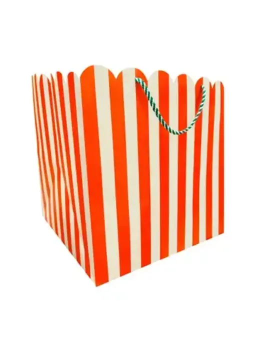 Holiday Stripes Scallop Large Square Gift Bag