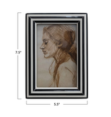 Creative Co-OP Striped Photo Frame, Black & White - 4" x 6"