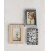 Creative Co-OP Striped Photo Frame, Black & White - 4" x 6"