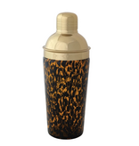 Creative Co-OP Confetti Glass Cocktail Shaker w/ Stainless Steel Top, Tortoise Shell & Gold Finish; 20oz.