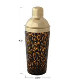 Creative Co-OP Confetti Glass Cocktail Shaker w/ Stainless Steel Top, Tortoise Shell & Gold Finish; 20oz.