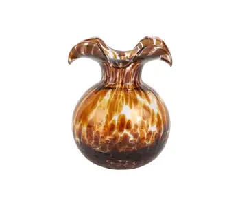 Hibiscus Glass Brown Tortoiseshell Bud Vase
